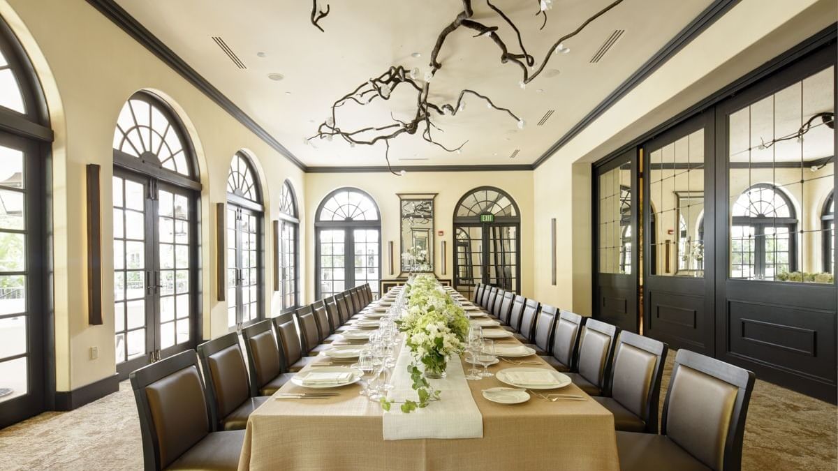 Dining setup in Ballroom & Conservatory at Brazilian Court 