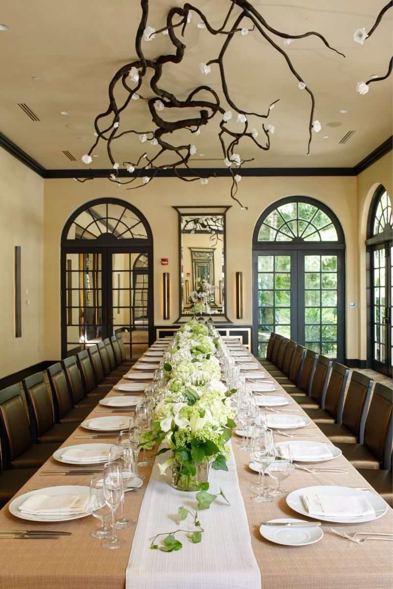 Dining setup in Ballroom & Conservatory at Brazilian Court 